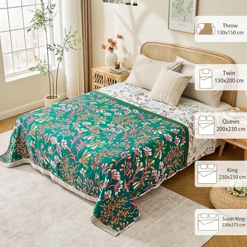 Homeeden 100% Organic Cotton Boho Throw Blanket for Sofa and Bed 130x160cm — view 5