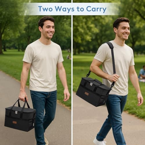 Lifewit Cooler Bag 30 Cans Collapsible and Insulated Large Lunch Bag Leakproof Soft Cooler Portable for Camping/BBQ/Family Outdoor Activities, Black — view 6