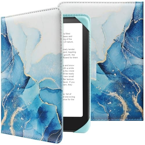 HoYiXi Universal Case for 6.8-7'' Kindle eReader Compatible with Paperwhite/Pocketbook and Tolino/Kobo Clara 2E/Kobo Clara HD,6.8" -7'' eReader Protective Cover with Built-in Card Slot,Dali blue — view 2