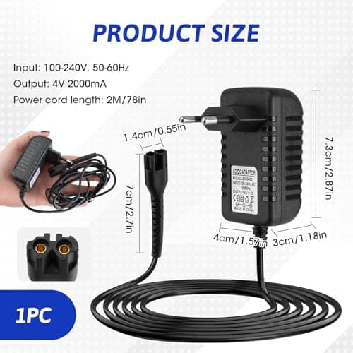 4V 2A Charger Trimmer Razor for Wahl Finale 5 Star 8591 8504 8164 8148 1919, Cordless Magic Clip, Senior Clipper, Finale Shaver Power Adapter Cord — view 2