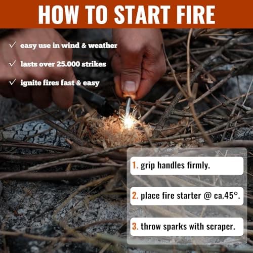 2 Pcs Fire Starter Kit Flint and Steel Survival Fire Steel Outdoor Emergency Survival Tool for Travelling Camping Hiking (2PC) — view 4