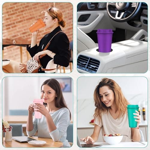 20 Pack 480 ml Reusable Coffee Cups Bulk with Lids for Parties, 10 Colours — view 6