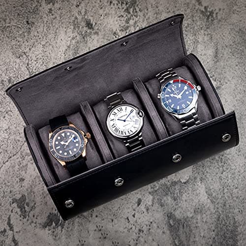 Personalised Watch Case for Men and Women, Customized PU Leather Travel Watch Case Roll Organizer For Dad, Engraved Name, Handcrafted Gift for Grandpa, Boy Friend, Watch Collector, Father's Day Gifts — view 5