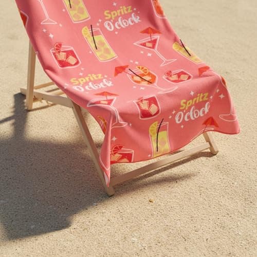 OHS Microfibre Beach Towel Orange Spritz, Super Soft Quick Dry Sand Free Beach Towels for Adults Large Lightweight Compact Pool Swim Summer Essentials Travel Towel, Pink - 71 x 152cm — view 2