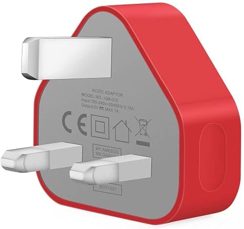 plugs usb c UK 3 Pin Plug USB Mains Charger Adapter& usb charge cable 2m Braided 2M (Red) — view 3