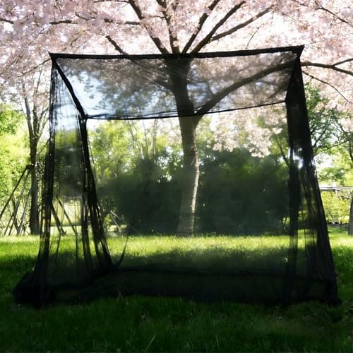Mosquito Net for Bed, 4 Corner Post Curtains-Single-Door Design Bed Canopy Single Bed Mosquito Net Set Bed Canopy for Girls Easy Installation for Travel and Home Garden, Camping (Black) — view 6