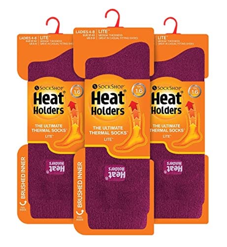 HEAT HOLDERS Lite - 3 Pair Multipack Womens Thermal Socks for Winter | Thin & Warm Socks for Dress Socks (4-8, Deep Fuchsia) — view 3