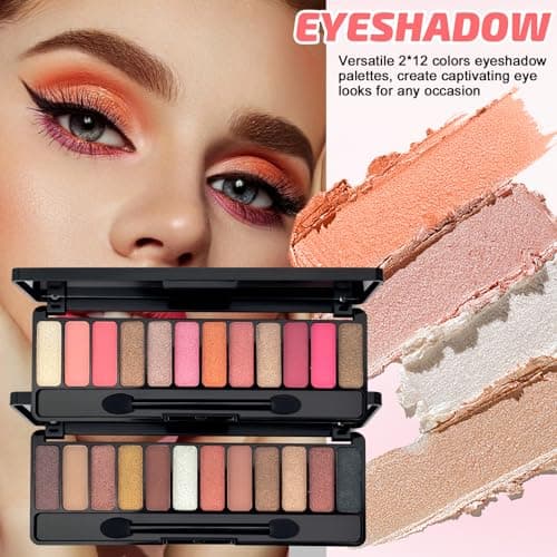 All in One Makeup Kit with Travel Bag, Make Up Starter Kit for Women Full Set, Makeup Gift Set for Teenage Girls, Makeup Bundle Includes Primer BB Cream Foundation Eyeliner Mascara Eyeshadow Palette — view 3