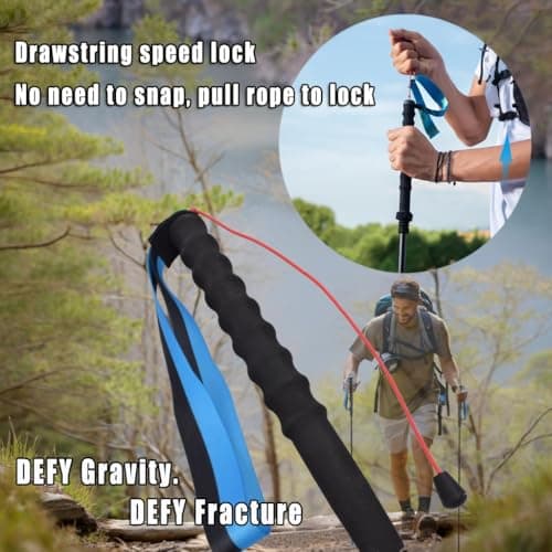 Ultralight 100% Carbon Fibre Trekking Poles 2-Pack, Z-Pole Design Trail Running, Foldable Pair Fixed Length 120cm, Lightweight High-Density Carbon for Hiking, Running & Walking - Quick Lock System — view 5