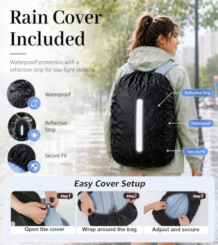 FIORETTO Lightweight School Backpack Womens, Cute School Bag for Girls, Laptop Rucksack Backpack for School Casual Daypacks Travel Backpack for College Work Dusty Blue — view 5