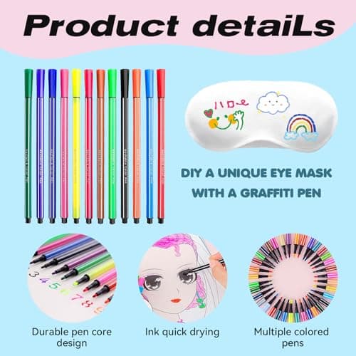 Pengshow Sleepover Party Supplies for Girls, DIY White Eye Masks, 16PCS — view 5