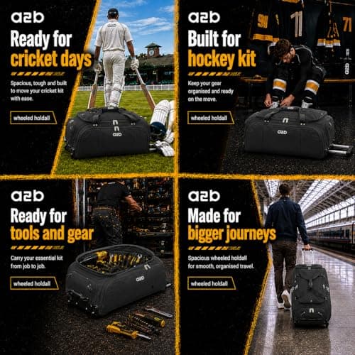 A2B Large 30" Wheeled Holdall Rolling Duffle Bag with Wheels, Red or Black — view 3