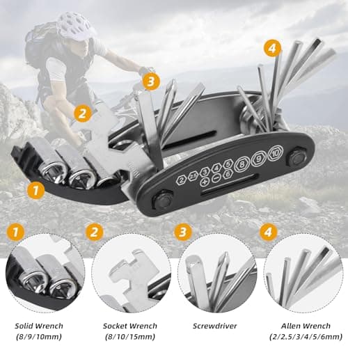 GothicBride Bicycle Repair Kit, Bicycle Tool, Repair Kit with 16 in 1 Multi Tool and Accessories, Removable Repair Kit, Bicycle Tool for Travel — view 2