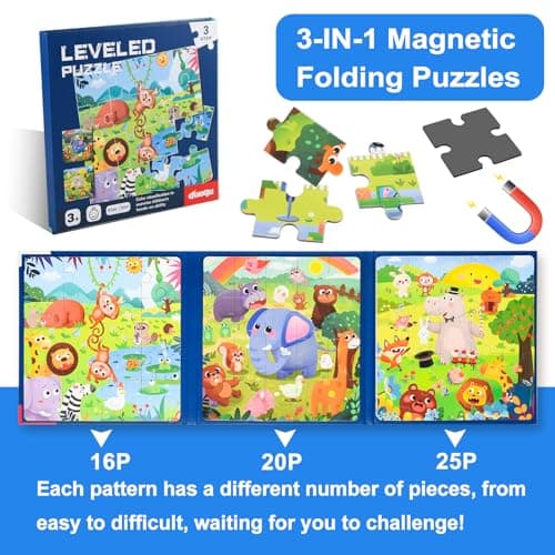ASTARON Magnetic Puzzles for Toddlers, Educational Travel Toys Car Plane Activities For Kids, 16-20-25 pieces Learning Magnet Puzzles for Road Trip, Kids Birthday Gifts — view 2