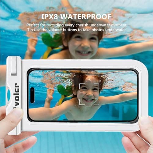 ivoler Waterproof Pouch Bag + Phone Case, Waterproof Case Dry Bag for Beach,Swim,Boating,Kayaking,Hiking,Protect Phone, Camera, Cash, Mp3, Passport, Document from Water, Sand, Snow, Dust - White — view 5