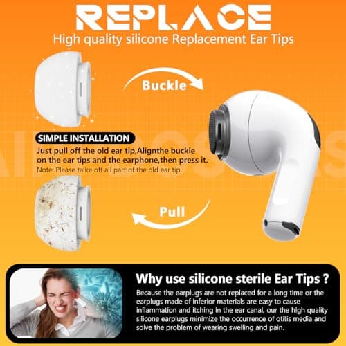 Inesore Replacement Ear Tips for AirPods Pro 1/2, 4 Size-White — view 6