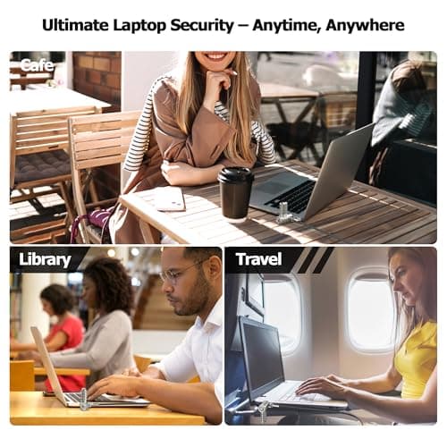 AboveTEK 3-in-1 Universal Laptop Cable Lock - Professional Laptop Security Combination Lock Compatible with K-Slot, Nano & Wedge Slot - Resettable 4-Digit Steel Locking Cable with 360° Rotating Head — view 2