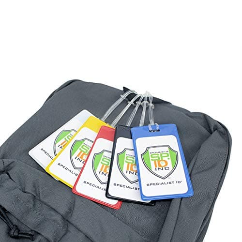 Specialist ID 5 Pack Of Slim And Sturdy Backpack/Luggage Id Bag Tags With Worm Loops One Size Assorted Colors — view 5