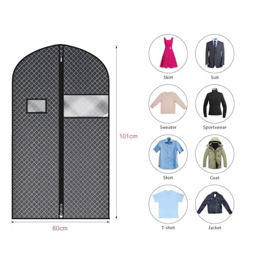 Univivi Garment Bag, 40 inch Suit Bag for Storage, 5 Pack, Black — view 2