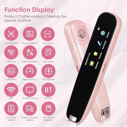 HuuppHip OCR Reader Pen, 112 Languages, Dyslexia Aid, Pink — view 3