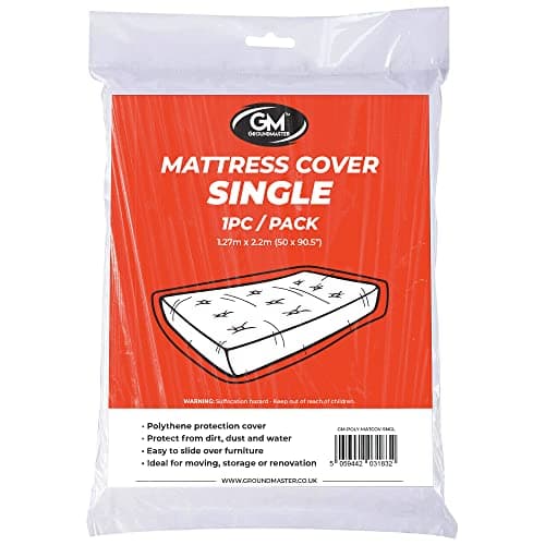 Heavy Duty Polythene Plastic Mattress Cover for Moving - Single Mattress Storage Bag - Waterproof Protection - Reusable Bags for Moving - Dust Sheet for Decorating and Painting