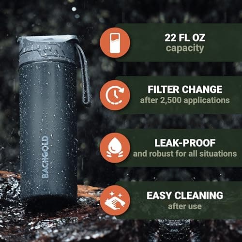 Bachgold Camping Water Replacement Filter for 500 ml bottle - Portable Water Filter Hiking & Backpacking - Water Purification Bottle Clean Water in Seconds for Outdoor & Survival Adventures — view 4