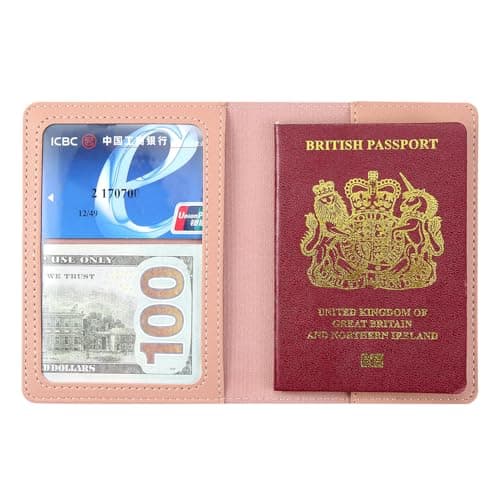 ILIYAH PU Leather Passport Holder Cover for Women Men Credit Cards Boarding Passes Travel Wallet Case(Pink) — view 2