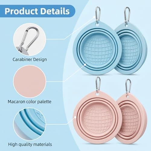 3 Pack Collapsible Dog Bowl, Portable Dog Water Bowl for Outdoor Activities, Non Slip Collapsible Bowl For Training Pets,Pink Green Purple Colour Options — view 3