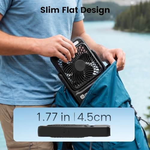 MERTTURM Magnetic Cruise Desk Fan, 10000mAh USB Rechargeable Portable Travel Table Fan with 27H Runtime&4-Speed&Timer&Night Light&Hook&LED Display, Ultra-Silm Quiet Camping Fan for Home/Outdoor/Cruise — view 6