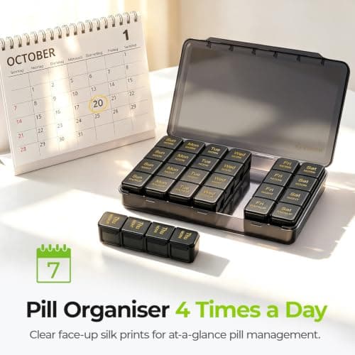 AUVON Weekly Pill Organiser 4 Times a Day, Face-Up Labels for Easy Tracking — view 2