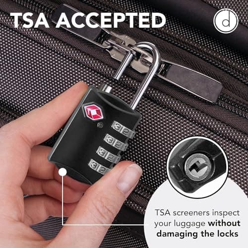 Desired Tools Luggage Locks TSA Approved (1 Pack), 4-Digit TSA Locks for Luggage, Locker, Suitcase, Backpack, School Bag, & Travel Bag - Portable, Rust-Resistant, & Secure Combination Lock, Black — view 4