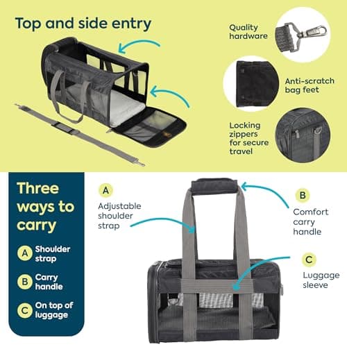 Sherpa Original Deluxe Travel Pet Carrier, Airline Approved & Guaranteed On Board - Charcoal Gray, Medium — view 4