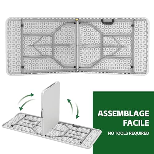 mcc direct 6ft (180cm) Folding Table Heavy Duty – Indoor & Outdoor Plastic Table for Garden, Picnic, BBQ, Camping, Party & Catering (White) — view 5
