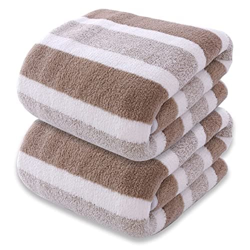SOFTBATFY Microfibre Bath Sheet, Beach Towels 2 Pack(90x180cm) Lightweight, Absorbent, Super Fluffy and Fast Drying Towel for Travel, Vacation, Fitness and Yoga (90x180cm, Brown)