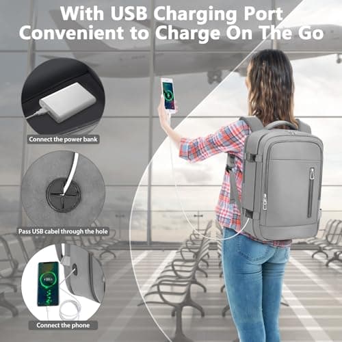 OTAHGK Cabin Bags 40×30×20 for Ryanair Underseat Carry-ons Travel Backpack Hand Luggage Bag Cabin Size 24L Flight Rucksack Casual Daypack School Office Work Backpack Fit 14 Inch Laptop-Grey — view 6
