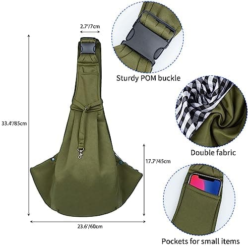 Sarsumir Dog Carrier Bag Dog Sling, Pet Carrier for Small Medium Cat Dog, Puppy Carrier with Adjustable Shoulder Strap Puppy Sling for Travel Walking Shopping, Green — view 2