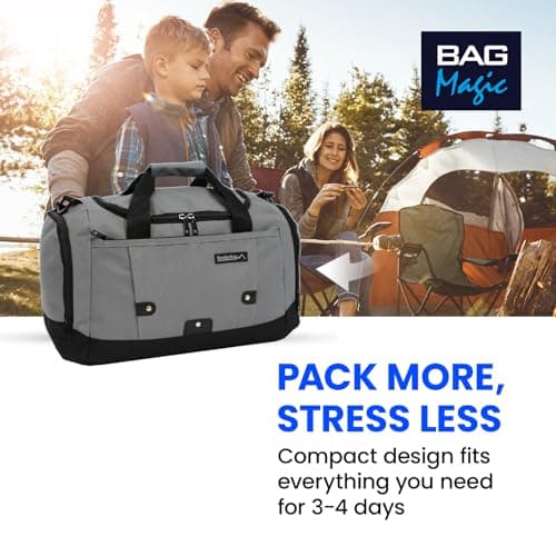 Small Sports Holdall 22L – 45x25x20cm Cabin Size Gym Bag, Travel Duffle Bag with Shoulder Strap – Lightweight Hand Luggage Underseat Bag - Grey — view 3