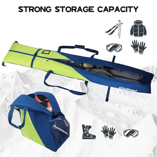 Goloni Ski Bag and Boot Bag Combo,Ski Bags for Air Travel,Water- resistant Snowboard Bag Fits for Skis Up to 180 CM and Boots Up To Size US13 — view 2