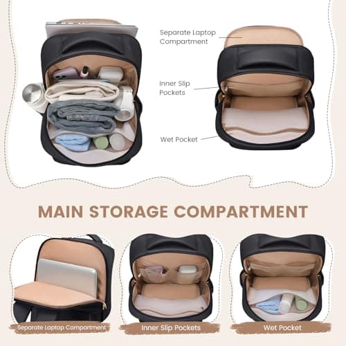 GOLF SUPAGS Lunch Backpack 16 Inch Laptop Backpack with Insulated Cooler Lunch Box Food Bag for College Work Camping Picnics (Black) — view 6