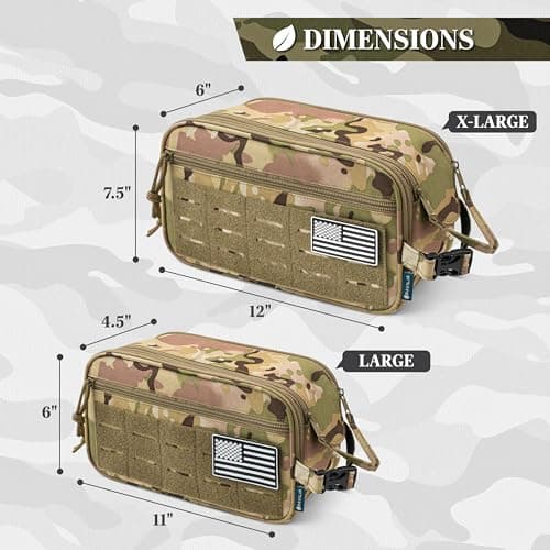 PAVILIA Tactical Toiletry Bag for Men, Water Resistant Molle Military Dopp, Camo, L, Military — view 6