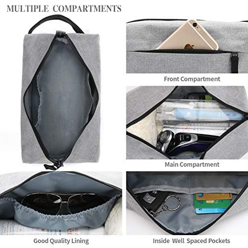 KK Water - Resistant Hanging Toiletry Travel Bag – Spacious Grey Gym, Shaving, Make Up Bag for Men & Women — view 3