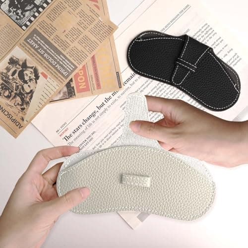 VLYX Slim Leather Glasses Case 2-Pack - Anti-Scratch Protective Eyeglasses Storage with Microfiber Cloth | Portable Travel Pouch for Eyeglasses & Sunglasses(Black & Gray) — view 4