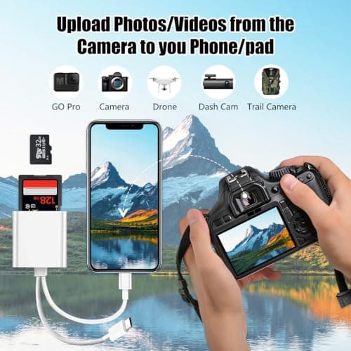 La Brodée SD Card Reader for iPhone iPad, Lightning+USB C Camera Adapter — view 4