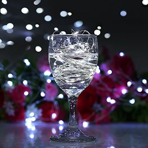 BXROIU Fairy String Lights Battery Operated,2 Pack 50 LED Cool White — view 5
