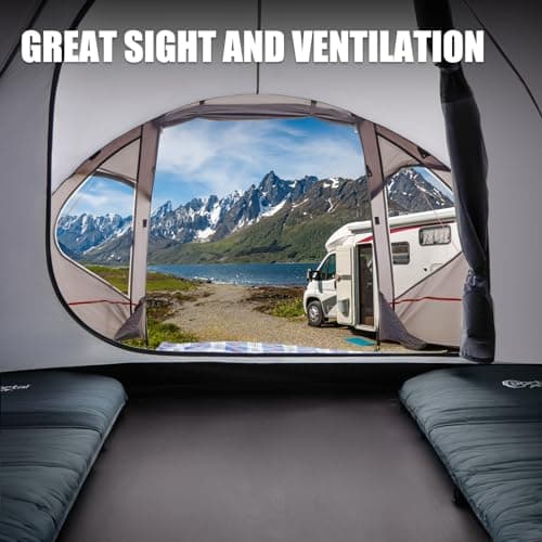 Portal 4 Man Tent with Porch, Camping Tent for 3 to 4 Persons with Sewn-in Groundsheet, 4000mm Waterproof, Dome Tent for Festival Outdoor Garden Picnic Hiking — view 6
