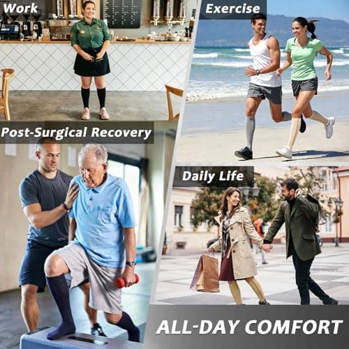 Ailaka 15-20 mmHg Zipper Compression Socks for Women Men, Closed Toe Support Graduated Medical Varicose Veins Hosiery, Perfect for Athletics, Running, Flight Travel, Support, Edema, Pregnancy — view 4
