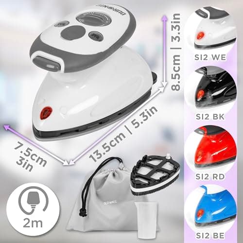 Duronic SI2 WE Mini Travel Steam Iron, 375W, Portable Steamer Iron, White — view 2