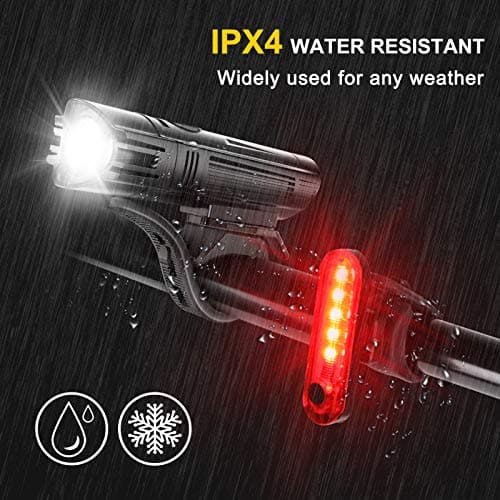 Defurhome Super Bright Bike Light Set, Powerful LED USB Rechargeable Front Headlight and Back Taillight, 2000mah Lithium Battery, Waterproof, 4 Lighting Modes Mountain Road Bicycle Lights — view 6