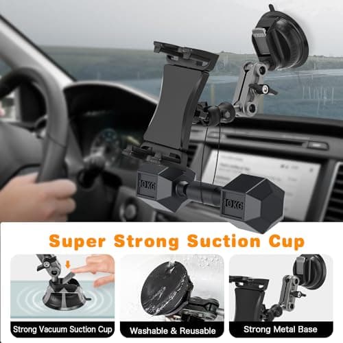 Tablet Car Stand with Suction Cup, 360° Rotate Adjustable iPad Car Mount — view 6