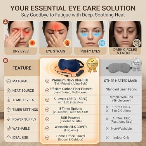 Heated Eye Mask, Electric USB Silk Eye Compress Heating Pad — view 3